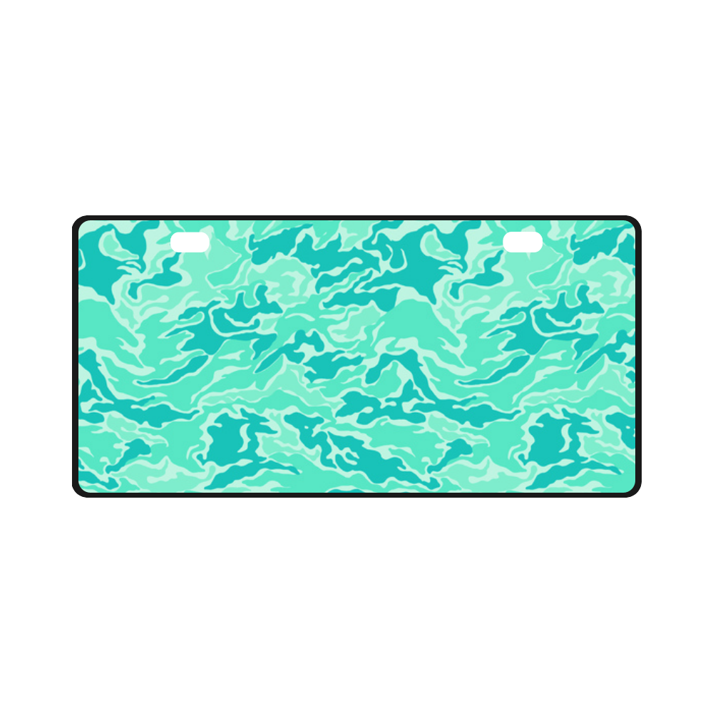 Camo Turquoise Camouflage Pattern Print License Plate