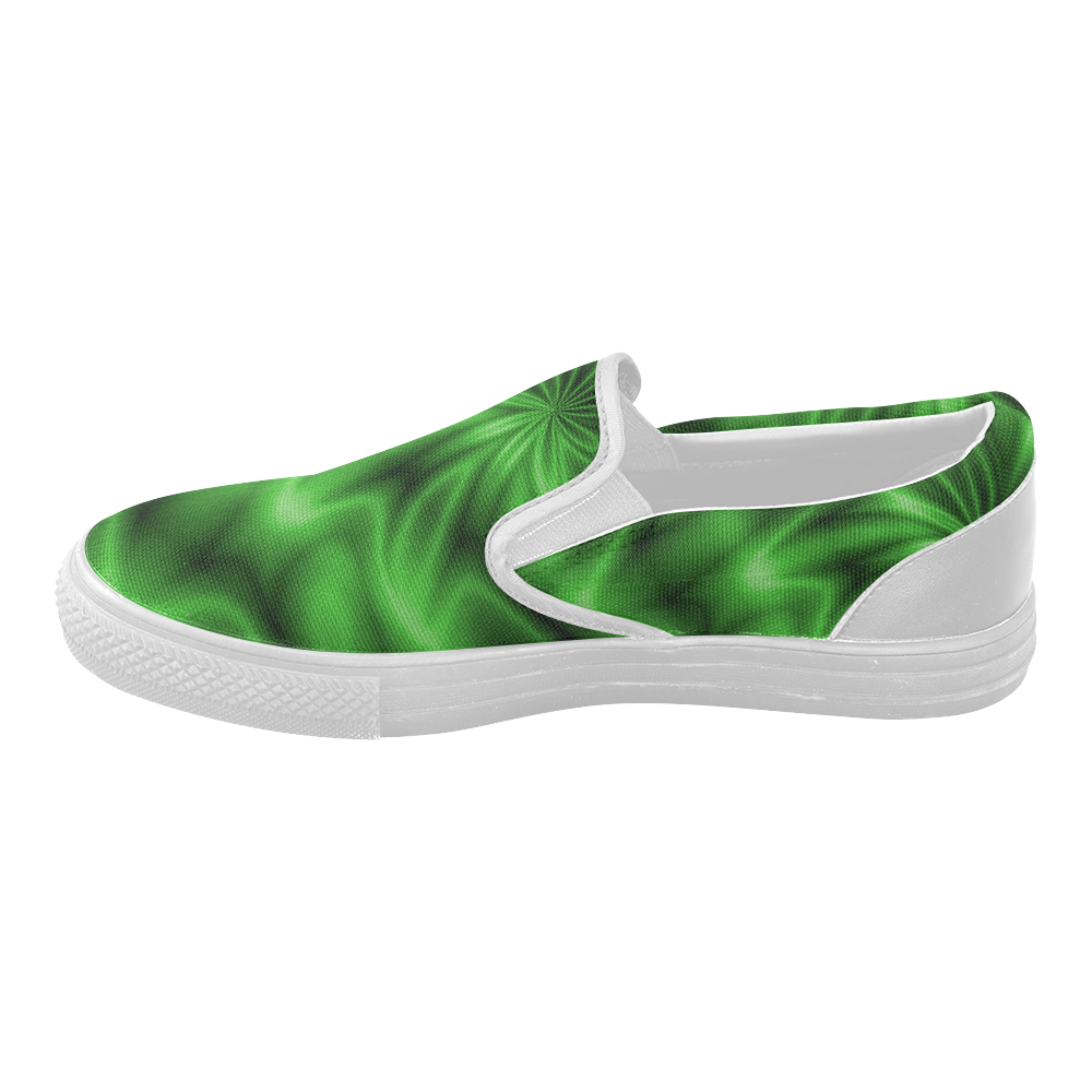 Green Shiny Swirl Women's Slip-on Canvas Shoes (Model 019)