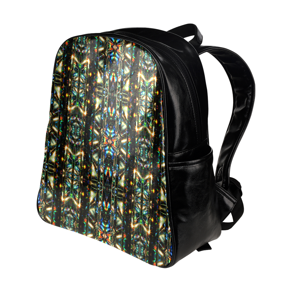 Glitzy Sparkly Mystic Festive Black Glitter Ornament Pattern Multi-Pockets Backpack (Model 1636)