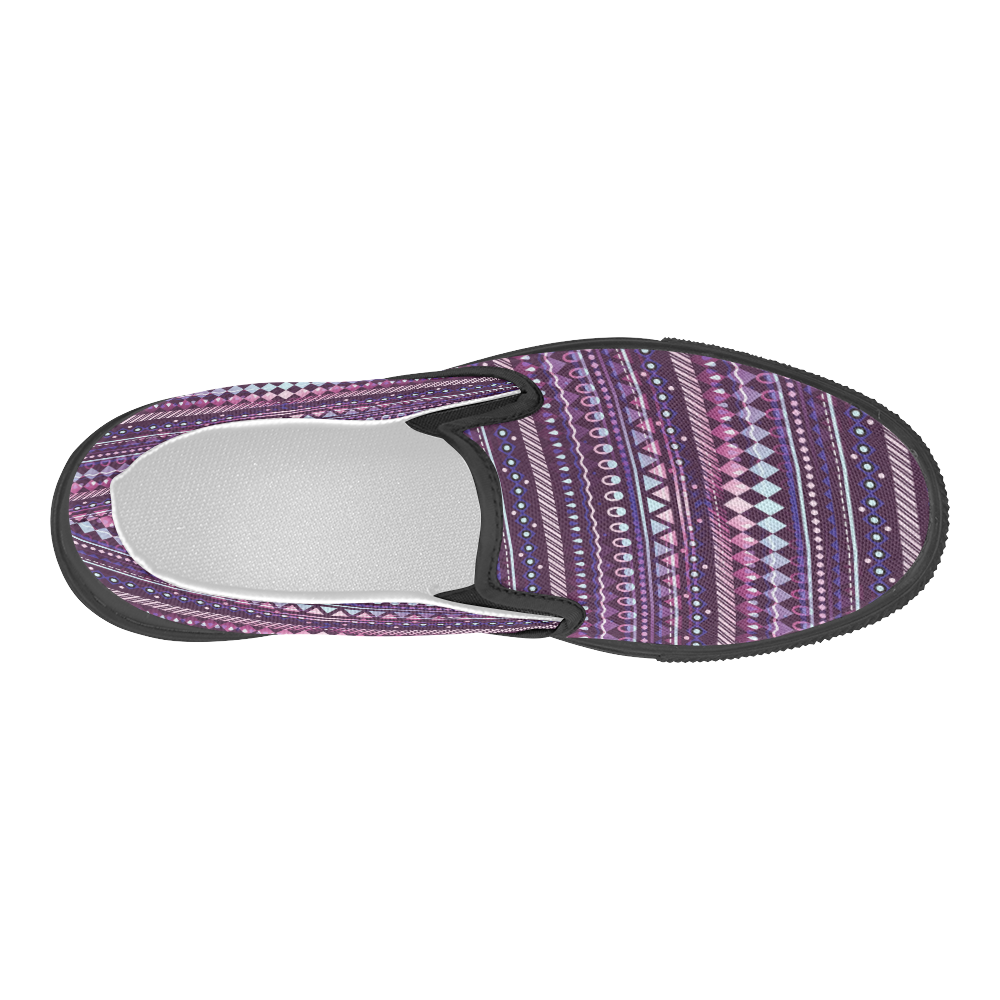 Trippy Tribal Pattern Women's Slip-on Canvas Shoes (Model 019)