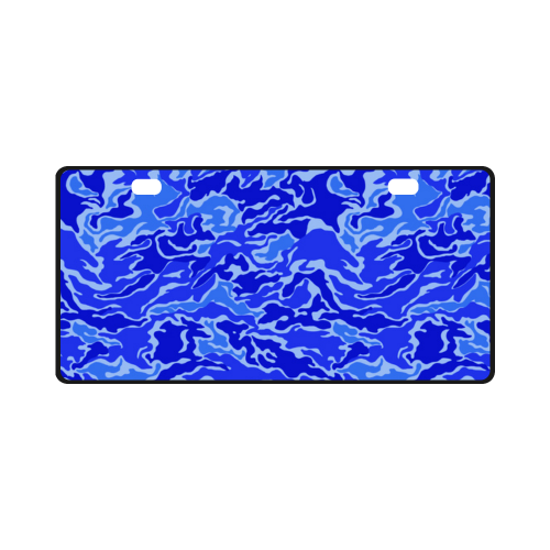 Camo Blue Camouflage Pattern Print License Plate