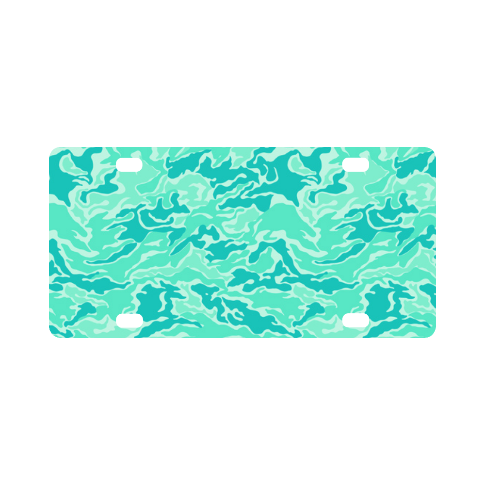 Camo Turquoise Camouflage Pattern Print Classic License Plate