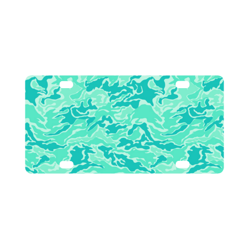 Camo Turquoise Camouflage Pattern Print Classic License Plate