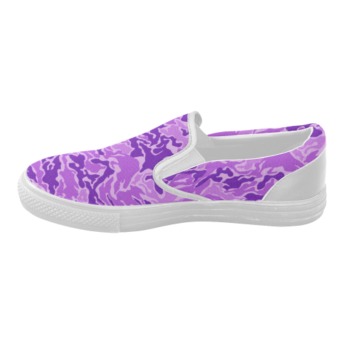 Camo Purple Camouflage Pattern Print Women's Slip-on Canvas Shoes (Model 019)