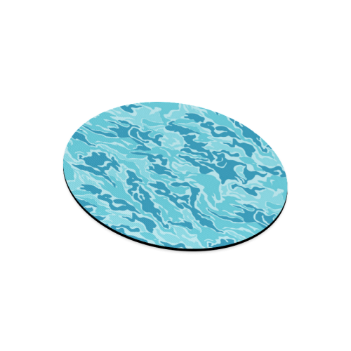 Camo Blue Camouflage Pattern Print Round Mousepad