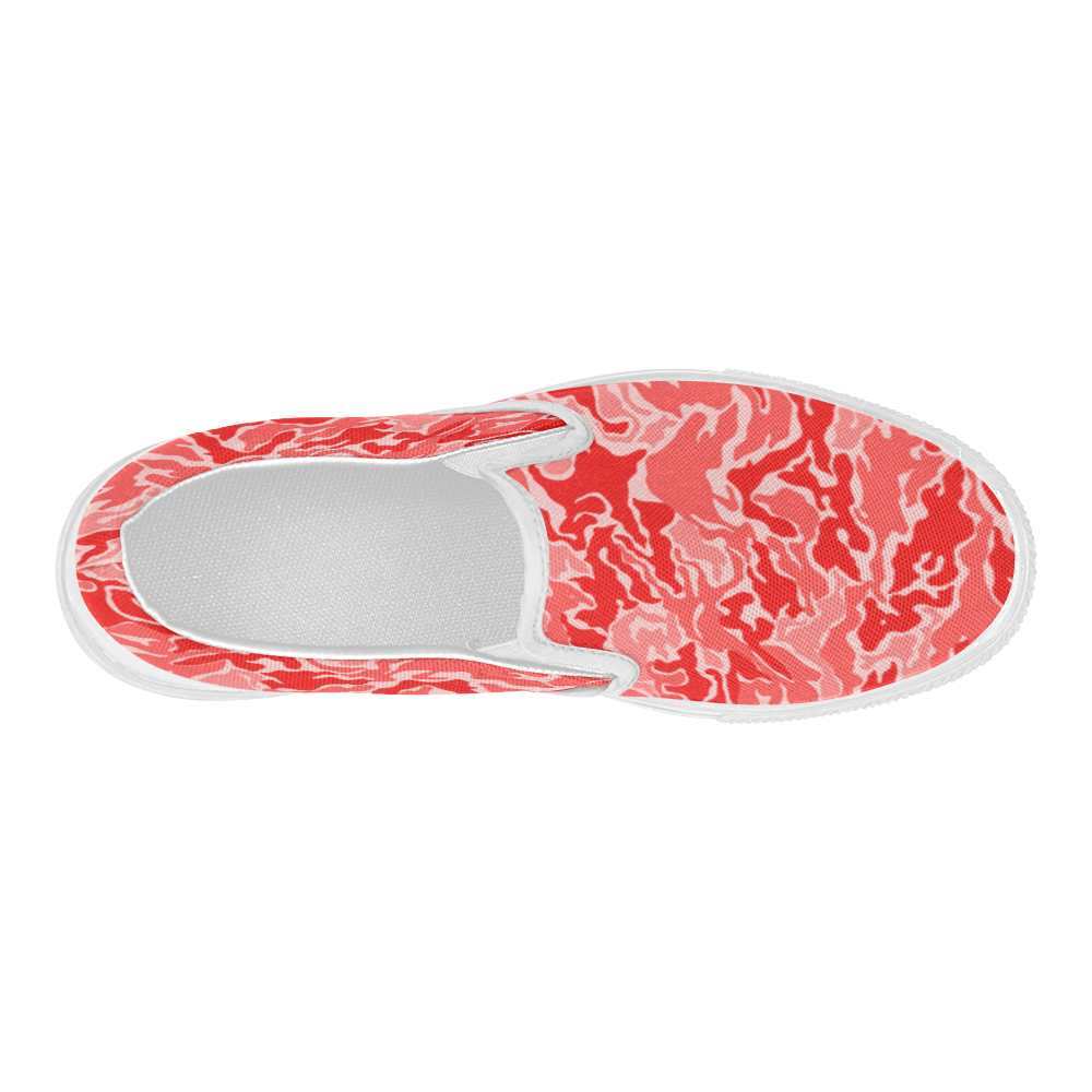 Camo Red Camouflage Pattern Print Women's Slip-on Canvas Shoes (Model 019)