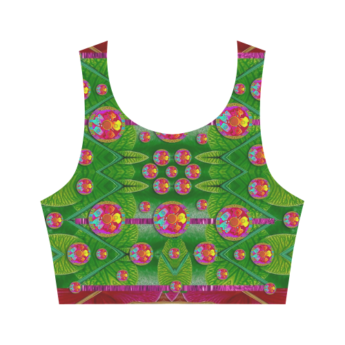 Orchid Forest Filled of big flowers and chevron Women's Crop Top (Model T42)