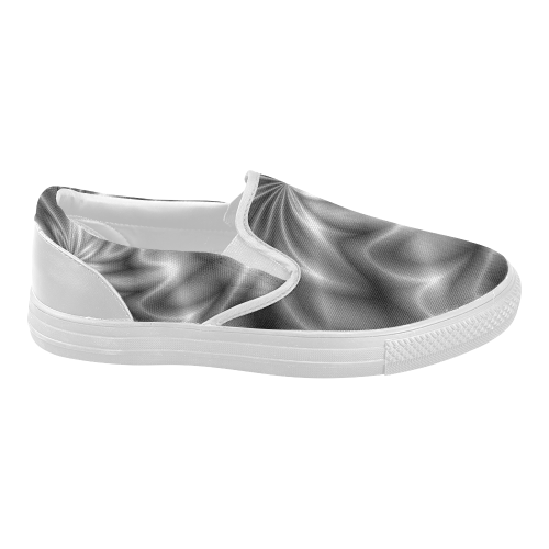Silver Shiny Swirl Women's Slip-on Canvas Shoes (Model 019)