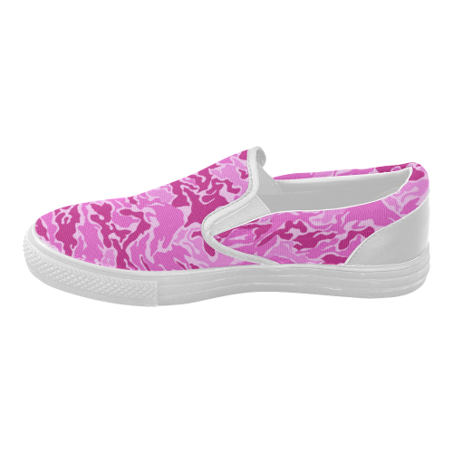 Camo Pink Camouflage Pattern Print Women's Slip-on Canvas Shoes (Model 019)