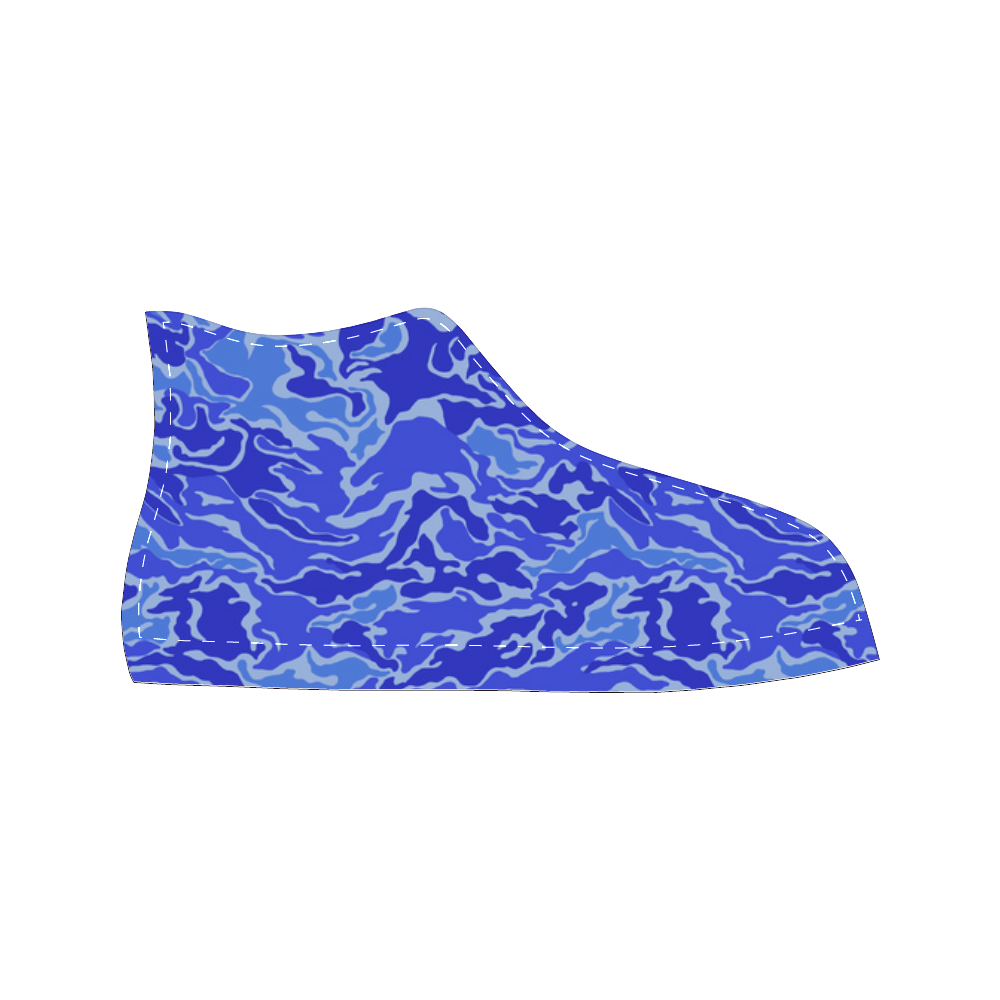 Camo Blue Camouflage Pattern Print Women's Classic High Top Canvas Shoes (Model 017)