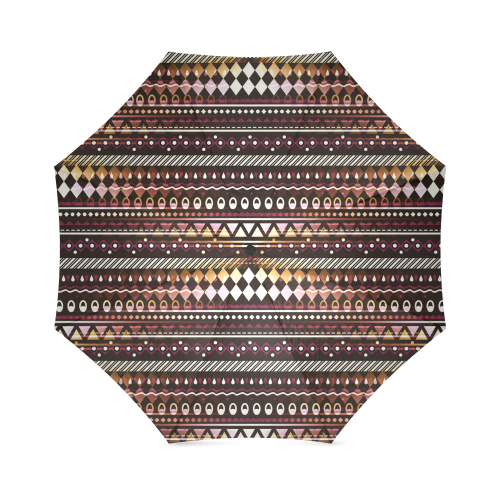 Gold N Maroon Tribal Pattern Foldable Umbrella (Model U01)
