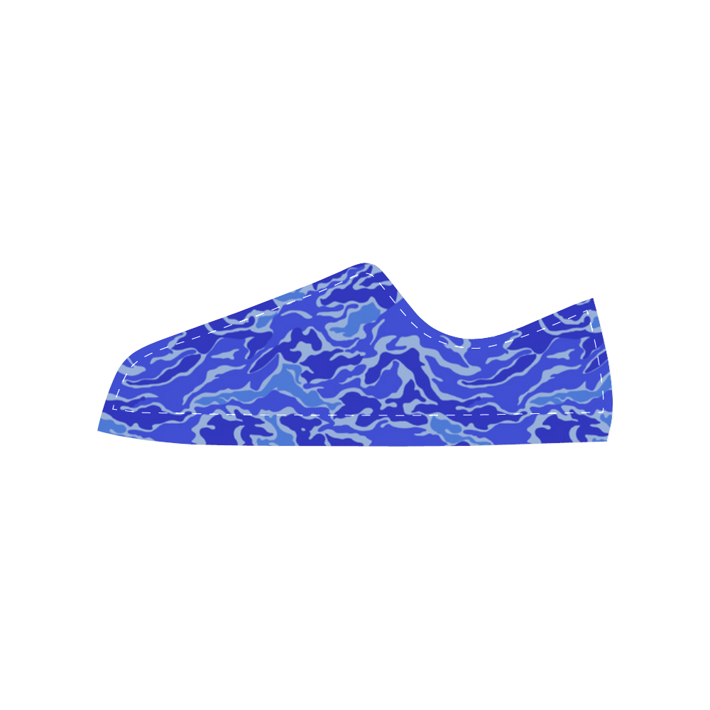 Camo Blue Camouflage Pattern Print Women's Classic Canvas Shoes (Model 018)