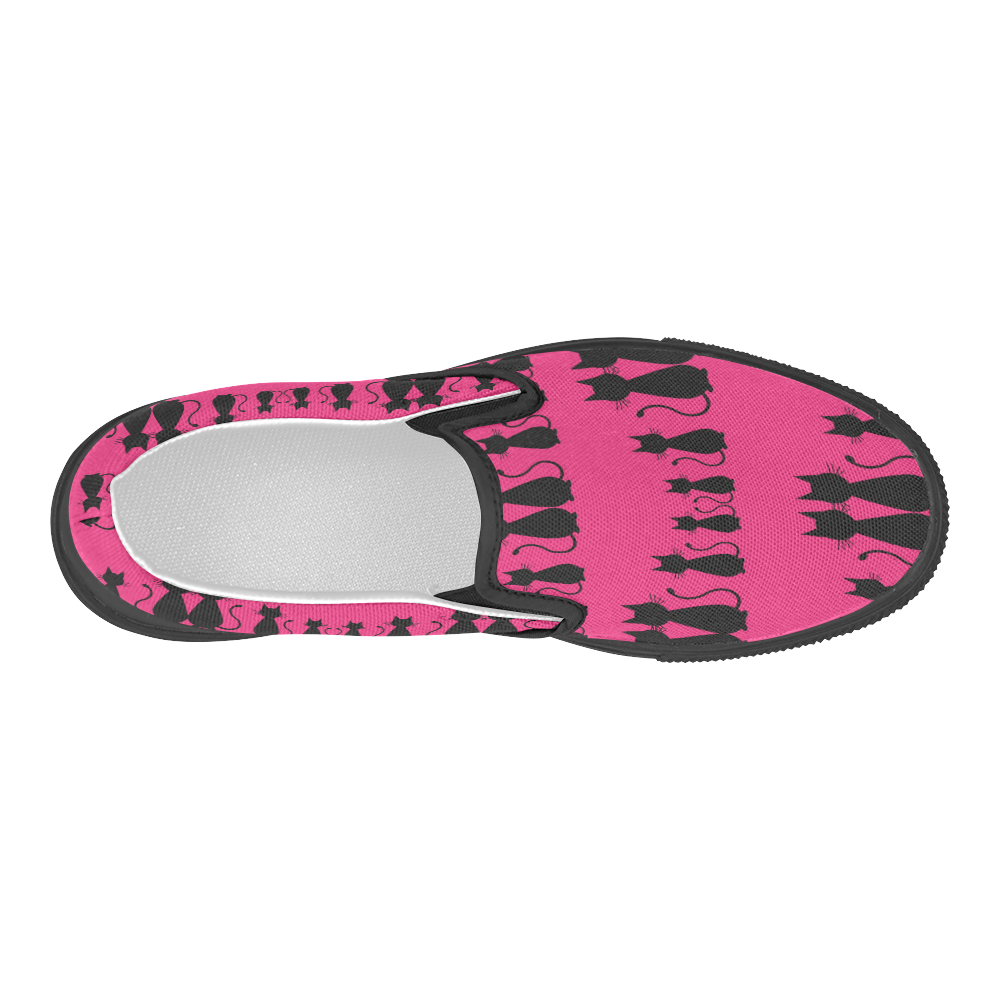 Cat Pattern Women's Slip-on Canvas Shoes (Model 019)