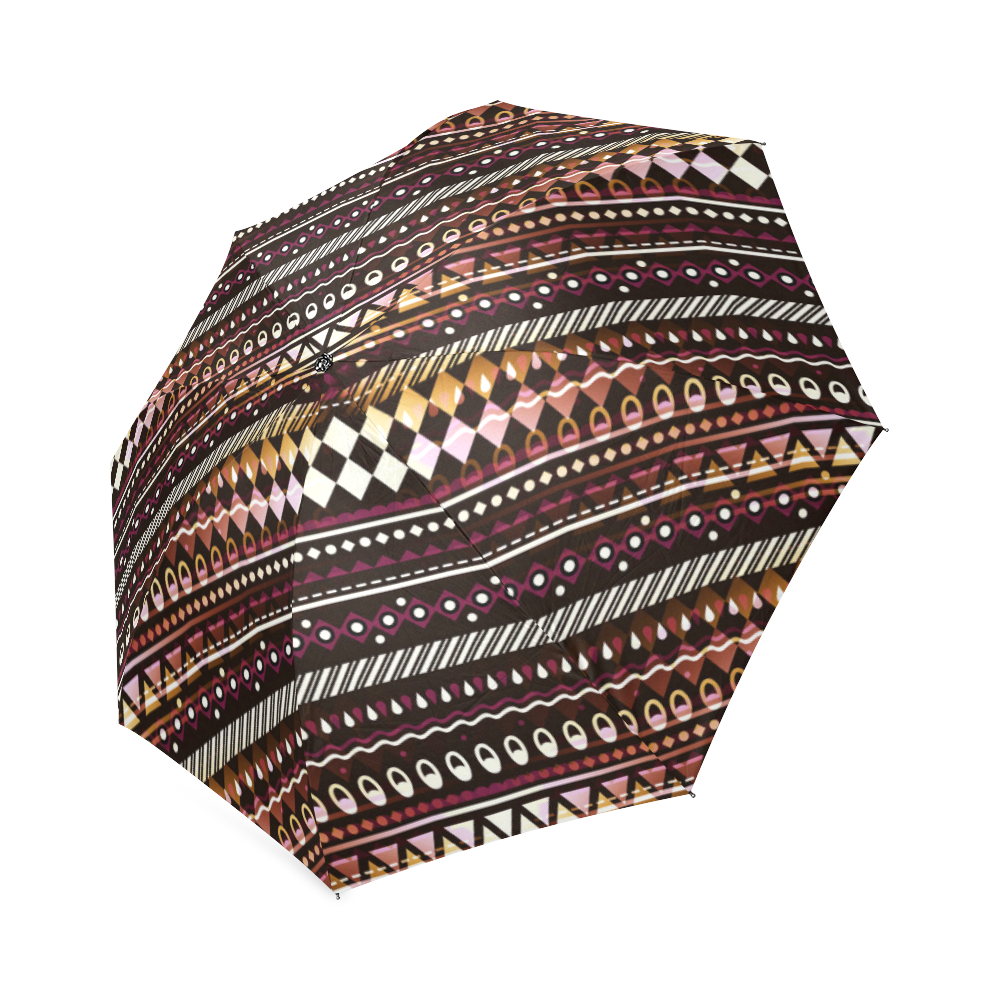 Gold N Maroon Tribal Pattern Foldable Umbrella (Model U01)