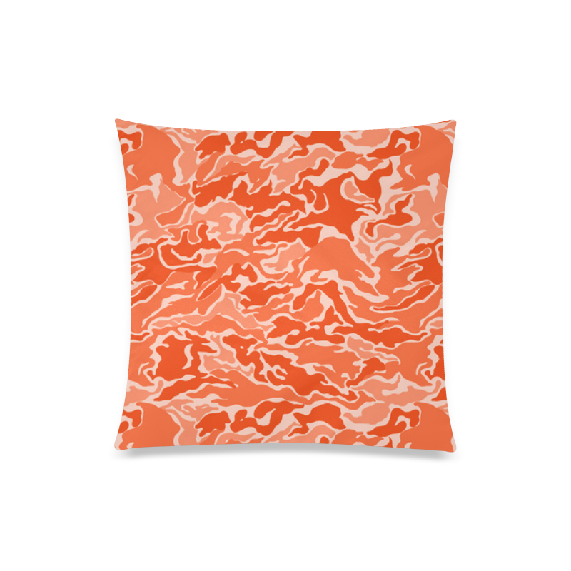 Camo Orange Camouflage Pattern Print Custom Zippered Pillow Case 20"x20"(One Side)