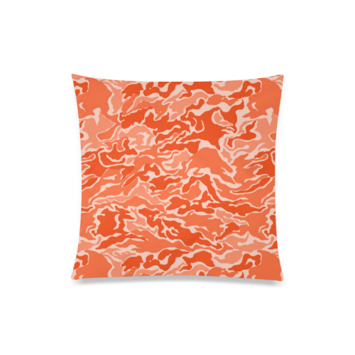 Camo Orange Camouflage Pattern Print Custom Zippered Pillow Case 20"x20"(One Side)