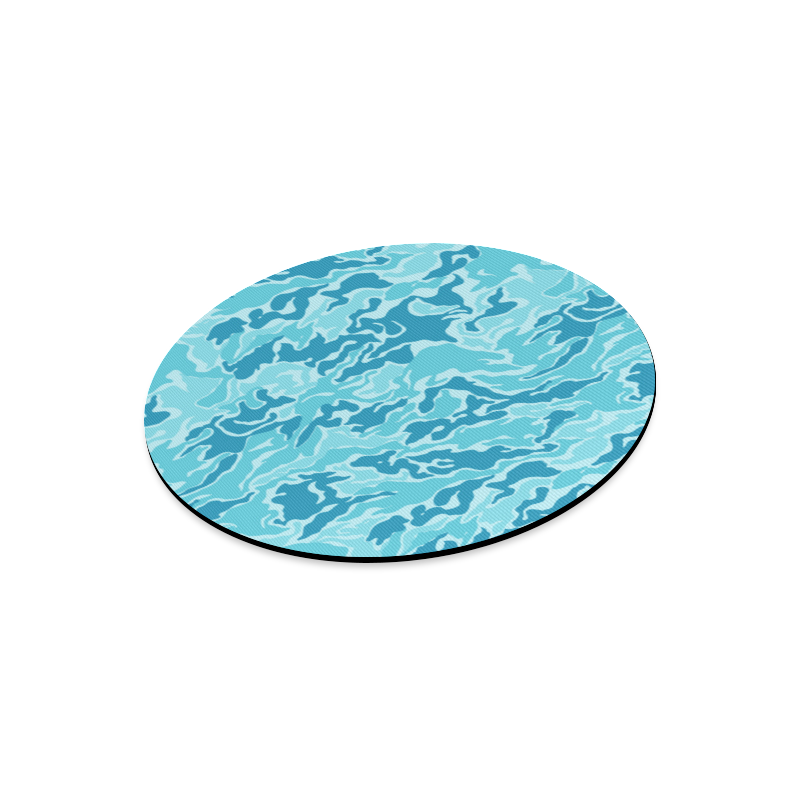 Camo Blue Camouflage Pattern Print Round Mousepad