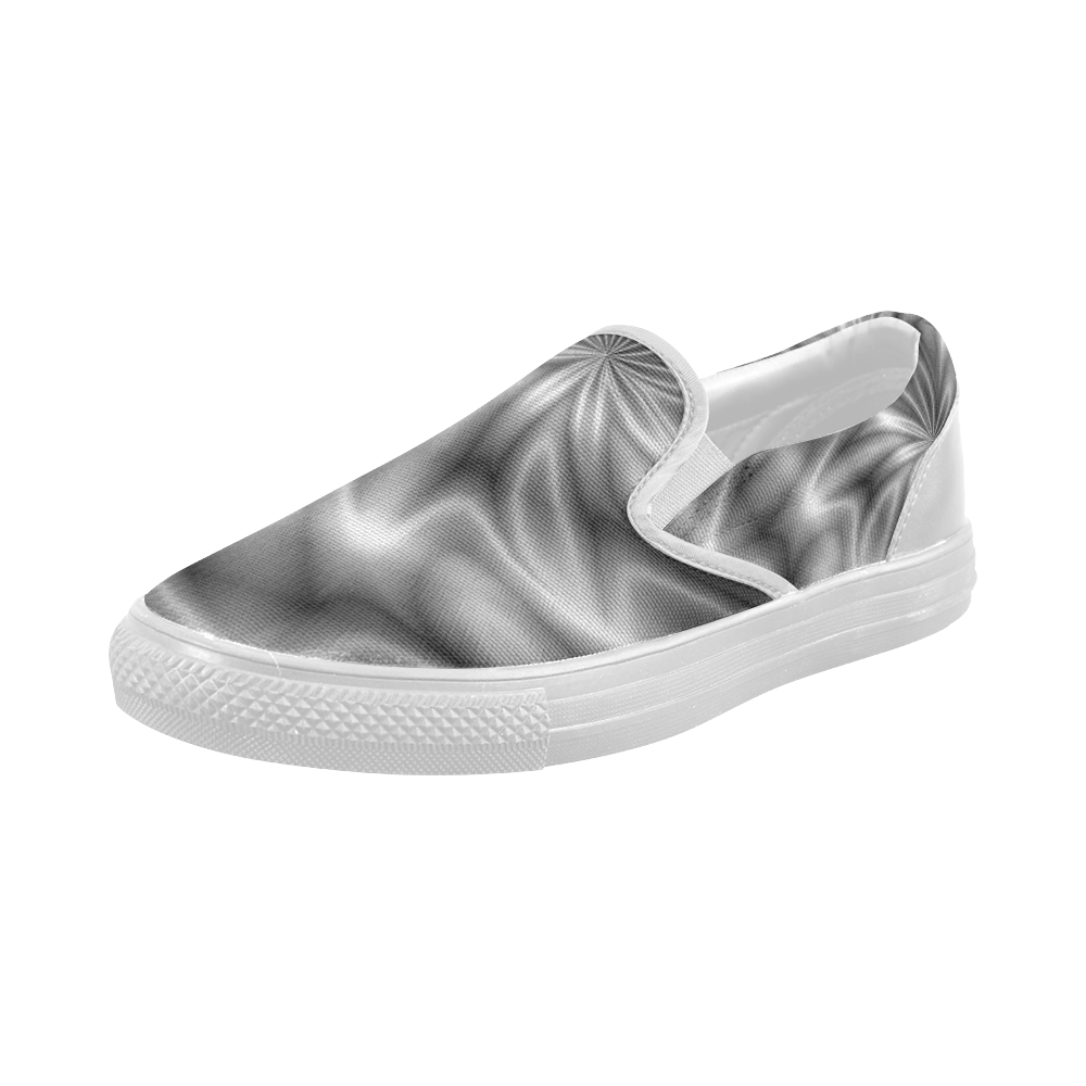 Silver Shiny Swirl Women's Slip-on Canvas Shoes (Model 019)