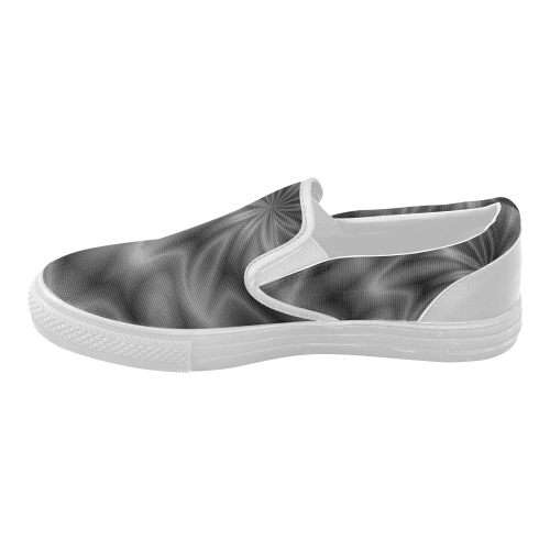 Grey Shiny Swirl Women's Slip-on Canvas Shoes (Model 019)