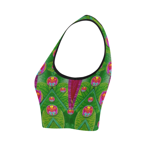 Orchid Forest Filled of big flowers and chevron Women's Crop Top (Model T42)