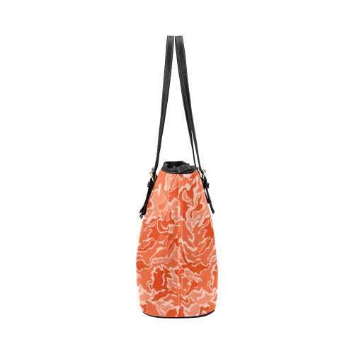 Camo Orange Camouflage Pattern Print Leather Tote Bag/Small (Model 1651)