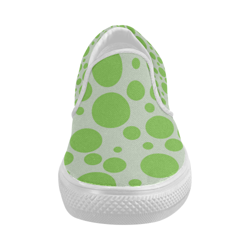 green polka dot Women's Slip-on Canvas Shoes (Model 019)