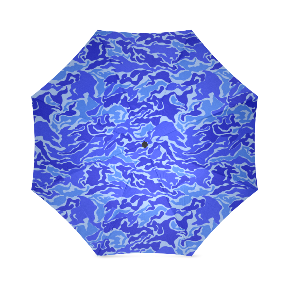 Camo Blue Camouflage Pattern Print Foldable Umbrella (Model U01)
