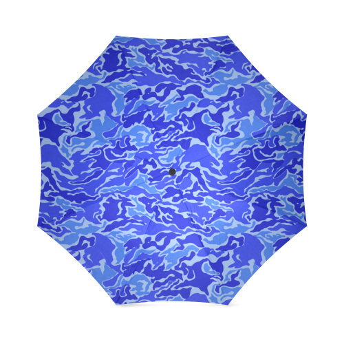 Camo Blue Camouflage Pattern Print Foldable Umbrella (Model U01)