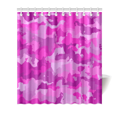 Camouflage Hot Pink Shower Curtain 66, Pink And Purple Shower Curtain