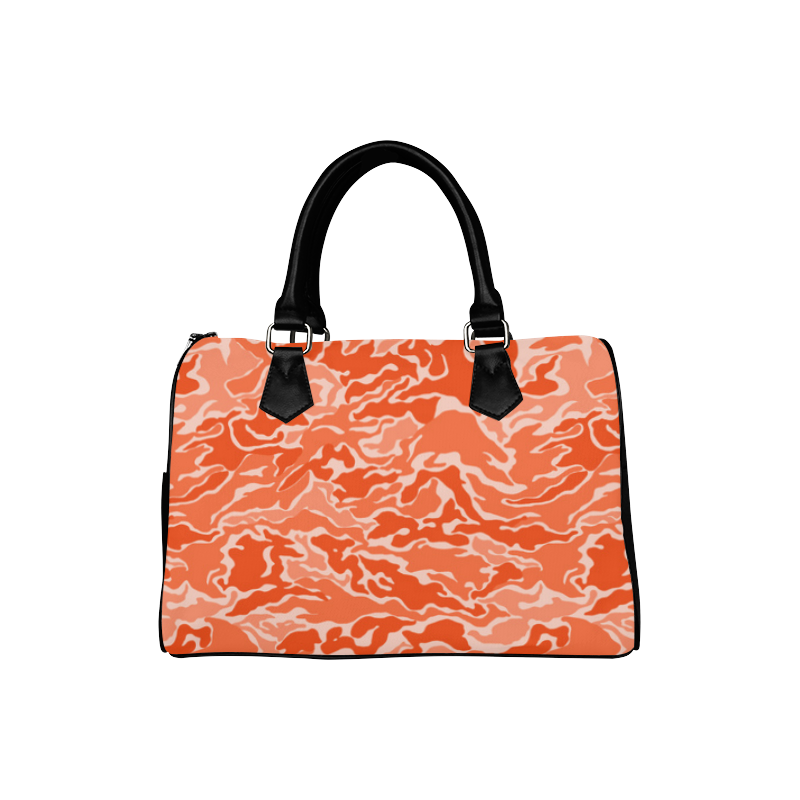 Camo Orange Camouflage Pattern Print Boston Handbag (Model 1621)