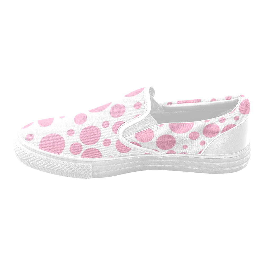 Pink Polka Dot Women's Unusual Slip-on Canvas Shoes (Model 019)
