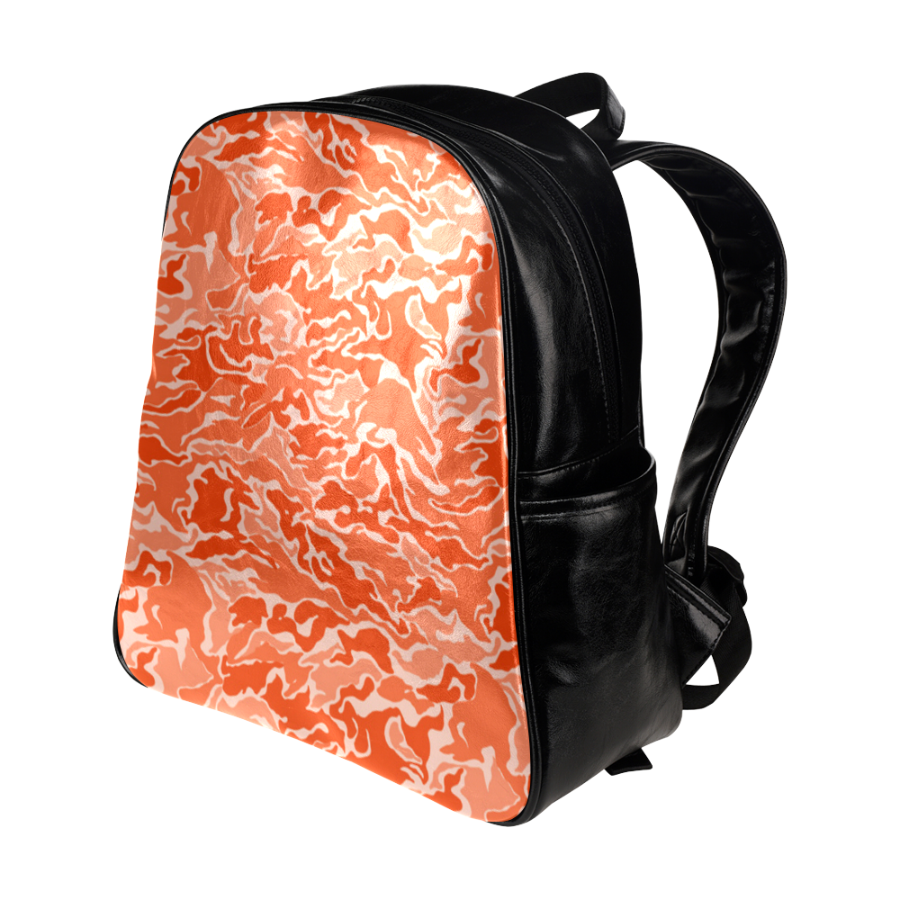 Camo Orange Camouflage Pattern Print Multi-Pockets Backpack (Model 1636)