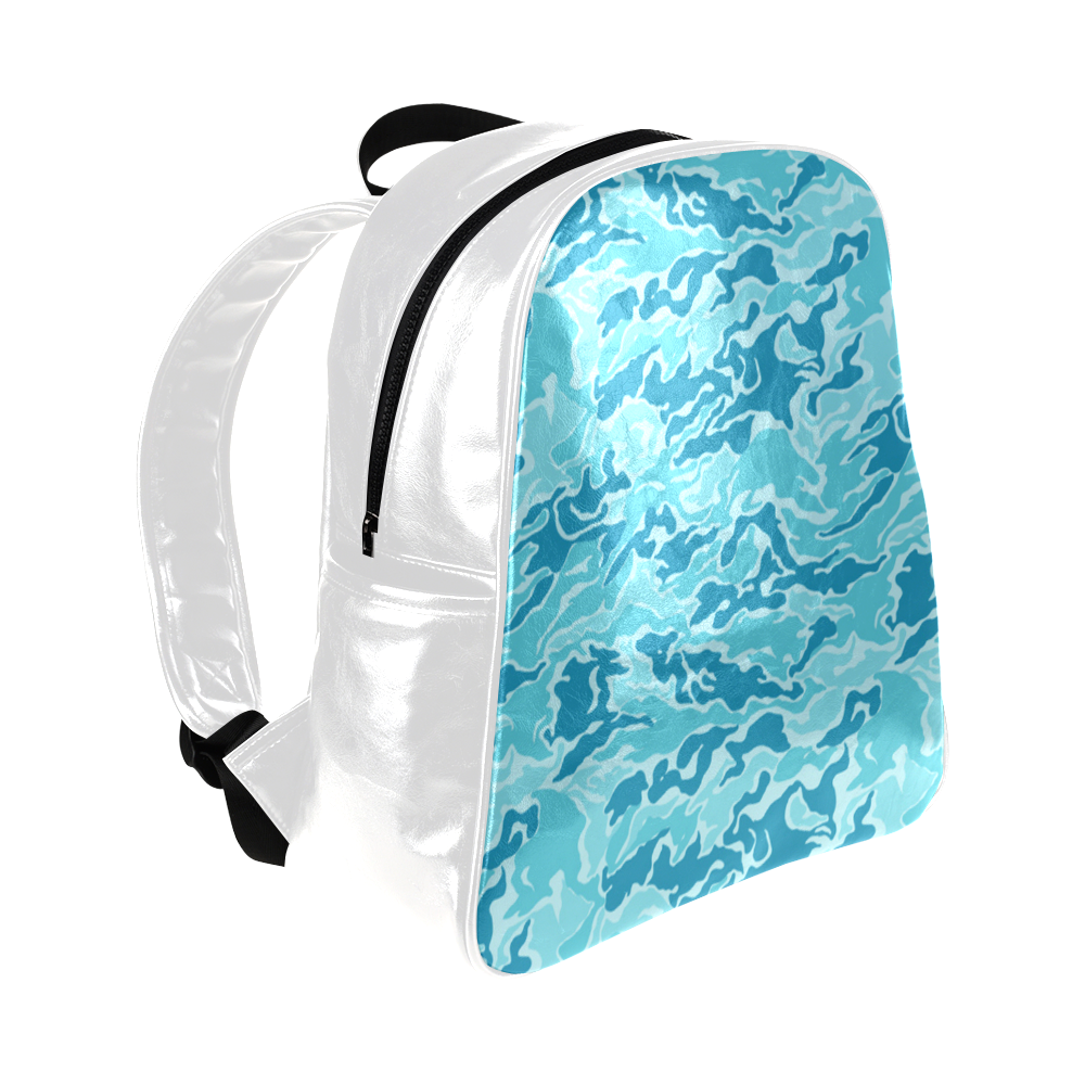 Camo Blue Camouflage Pattern Print Multi-Pockets Backpack (Model 1636)