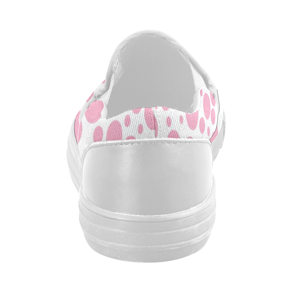 Pink Polka Dot Women's Slip-on Canvas Shoes (Model 019)