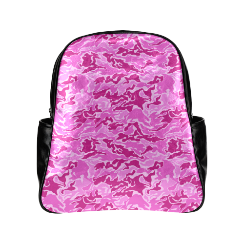 Camo Pink Camouflage Pattern Print Multi-Pockets Backpack (Model 1636)