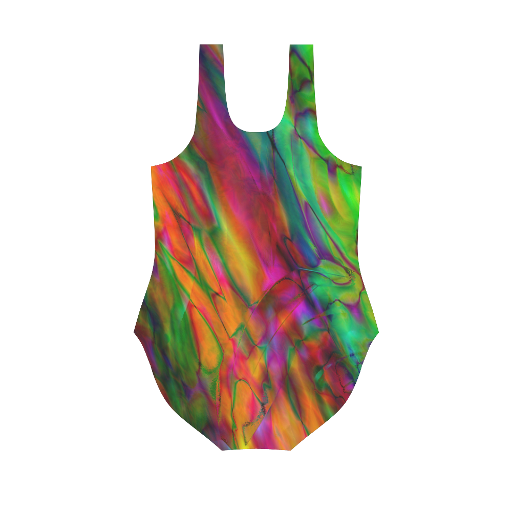 Abstract Vest One Piece Swimsuit (Model S04)