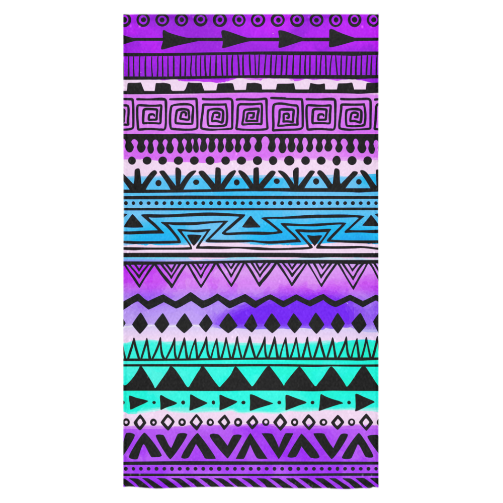 Purple and Teal Tribal Pattern Bath Towel 30"x56"