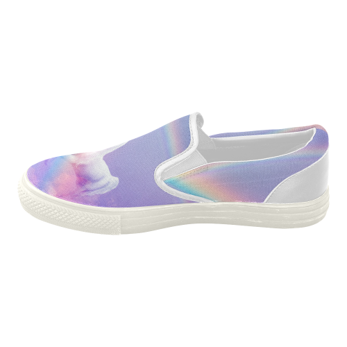 Unicorn and Rainbow Women's Slip-on Canvas Shoes (Model 019)