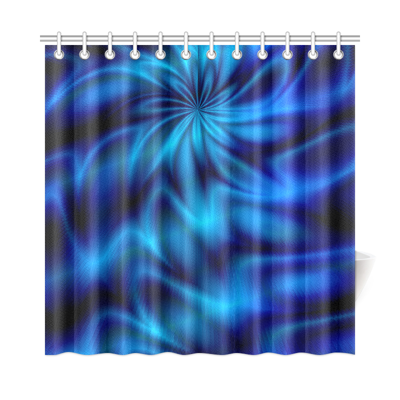 Blue Shiny Swirl Shower Curtain 72"x72"