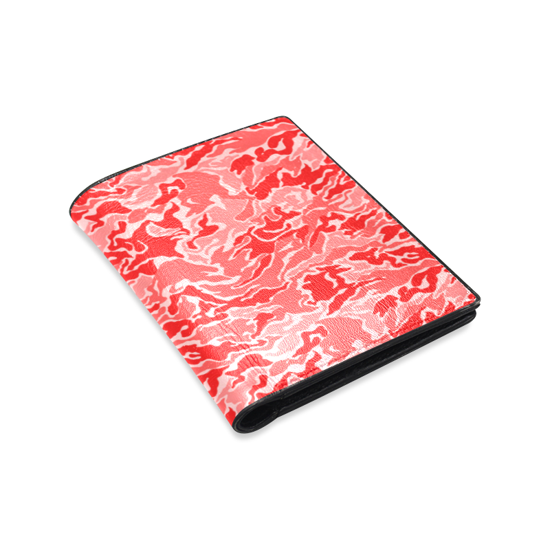Camo Red Camouflage Pattern Print Men's Leather Wallet (Model 1612)