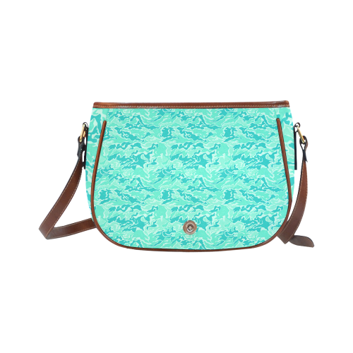 Camo Turquoise Camouflage Pattern Print Saddle Bag/Small (Model 1649) Full Customization