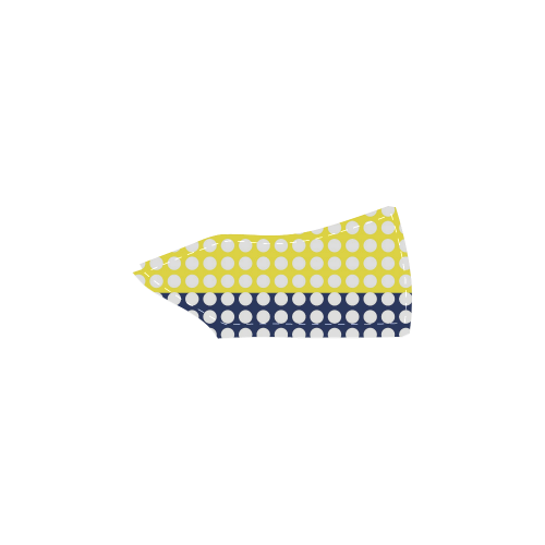 blue and yellow with white dots Women's Slip-on Canvas Shoes (Model 019)