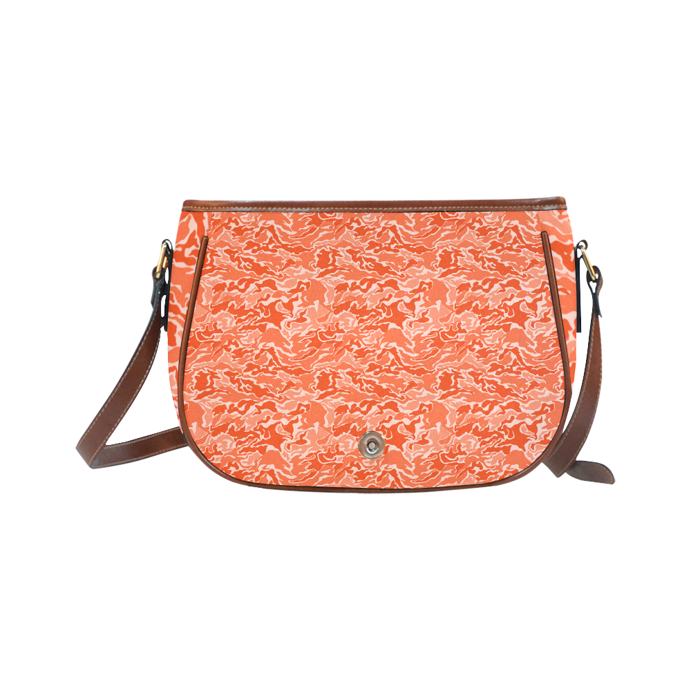Camo Orange Camouflage Pattern Print Saddle Bag/Small (Model 1649) Full Customization