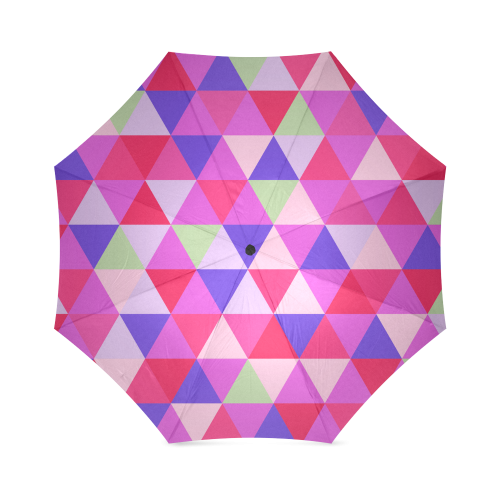 Geometric Pink Triangle Pattern Foldable Umbrella (Model U01)