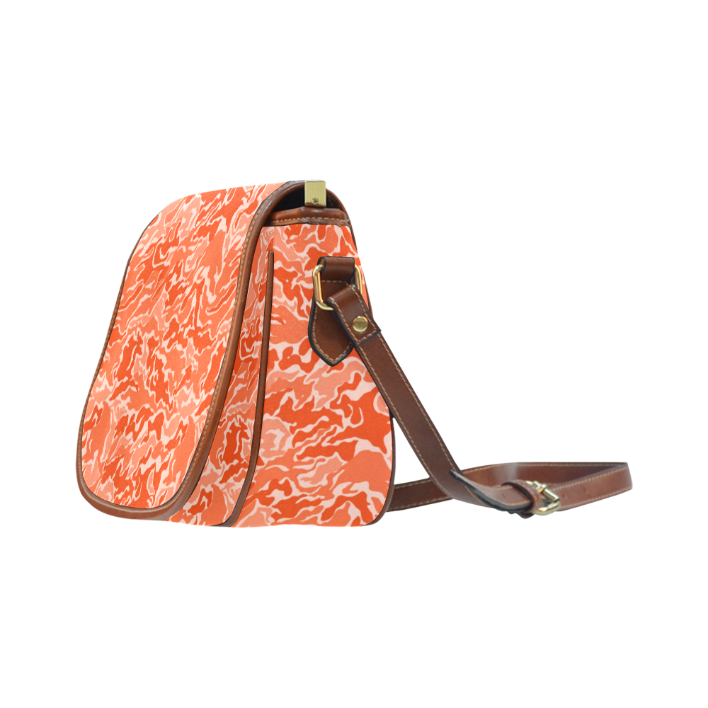 Camo Orange Camouflage Pattern Print Saddle Bag/Large (Model 1649)