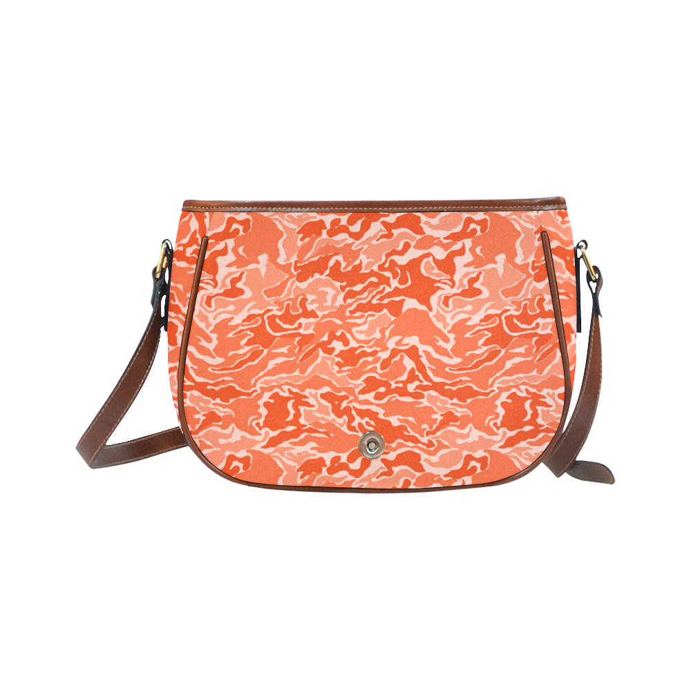 Camo Orange Camouflage Pattern Print Saddle Bag/Large (Model 1649)