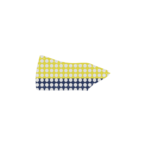 blue and yellow with white dots Women's Slip-on Canvas Shoes (Model 019)