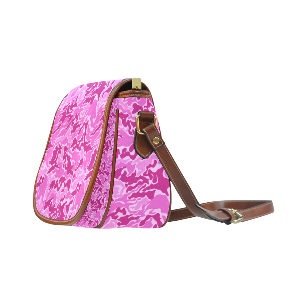 Camo Pink Camouflage Pattern Print Saddle Bag/Large (Model 1649)