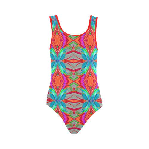 Abstract Colorful Ornament CA Vest One Piece Swimsuit (Model S04)