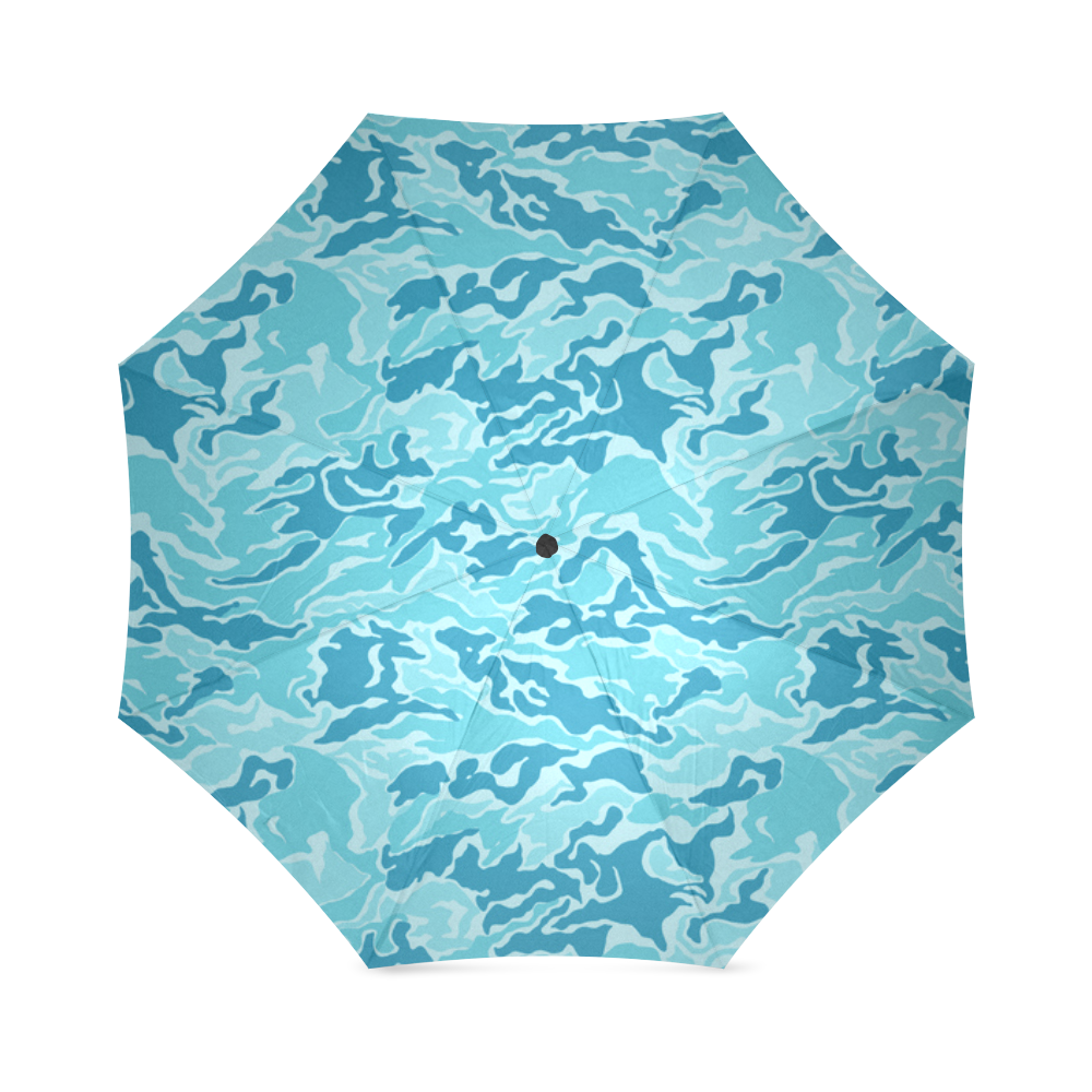 Camo Blue Camouflage Pattern Print Foldable Umbrella (Model U01)